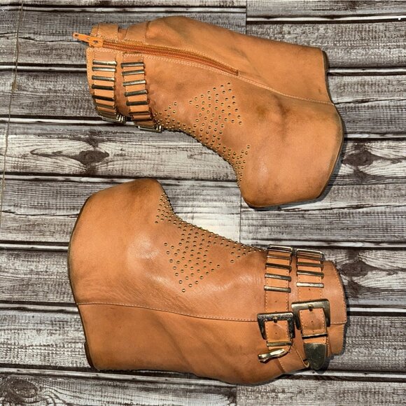 Jeffrey Campbell Dollywood Hidden Wedge Boots Color Orange Size 7.5 M - Picture 5 of 8